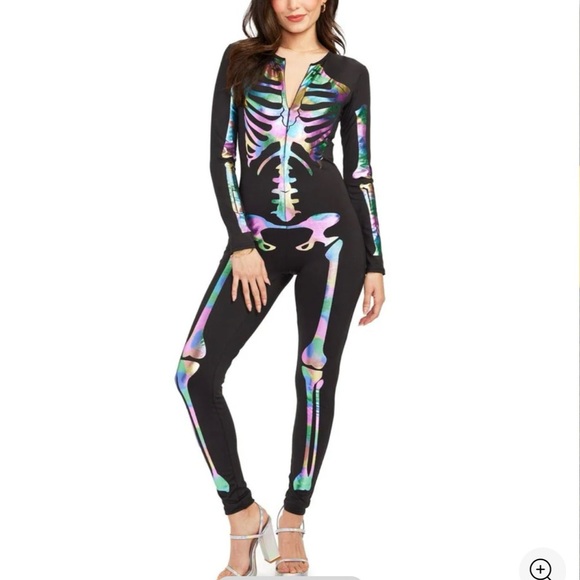 IRIDESCENT SKELETON BODYSUIT COSTUME - Picture 1 of 4